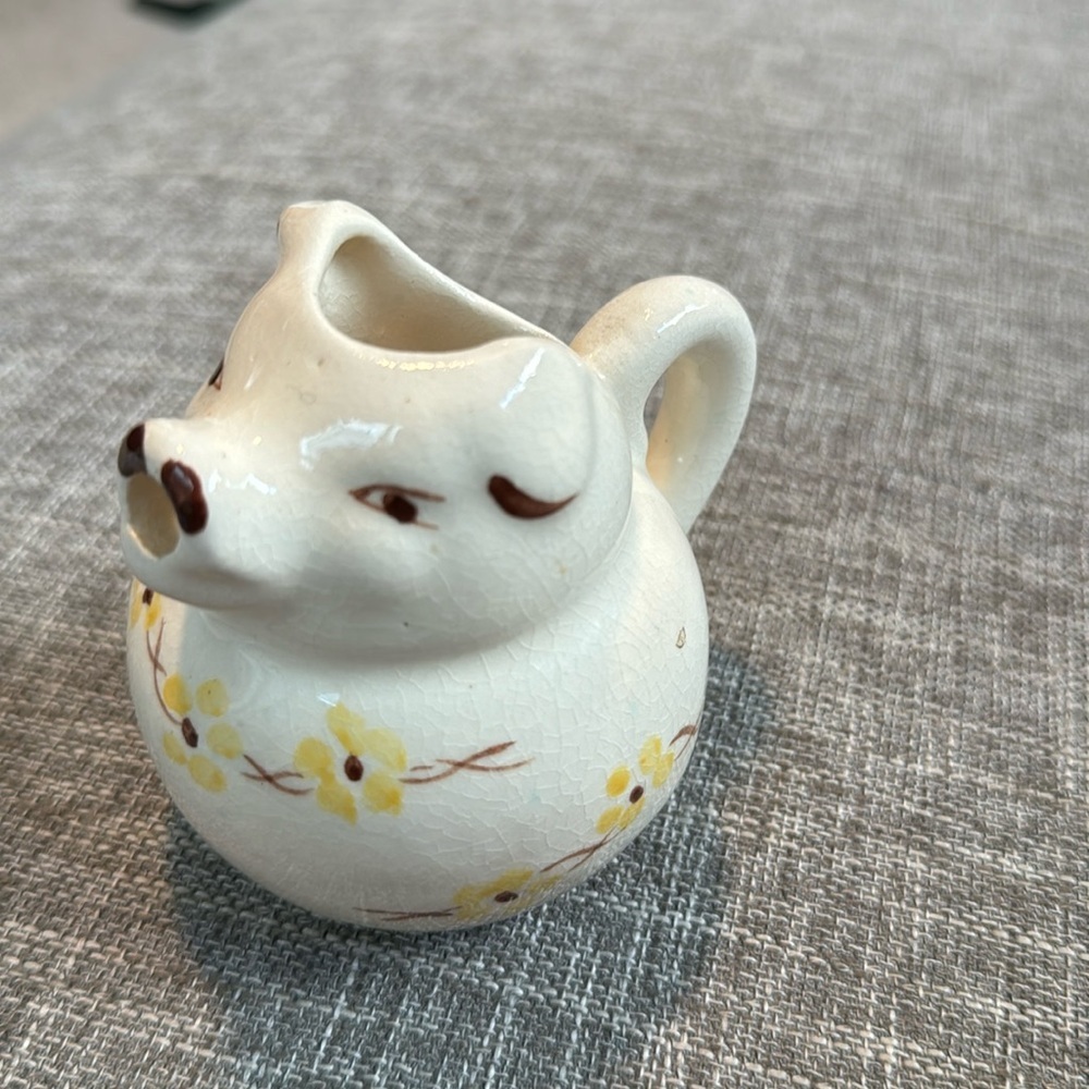 Vintage Ceramic Porcelain Pig Creamer-Farmhouse Decor